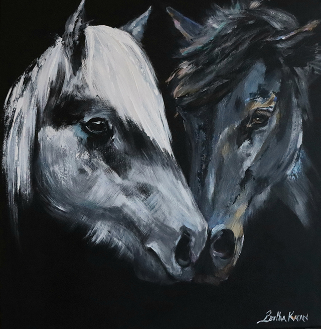 Friends | Acrylic painting of two horses