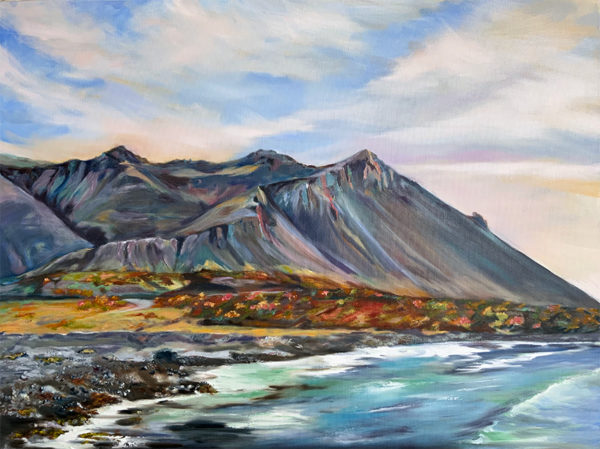 Hafnarfjall mountain | Oil painting by Bertha Kvaran