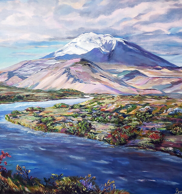Hekla volcano | Oil painting by Bertha Kvaran