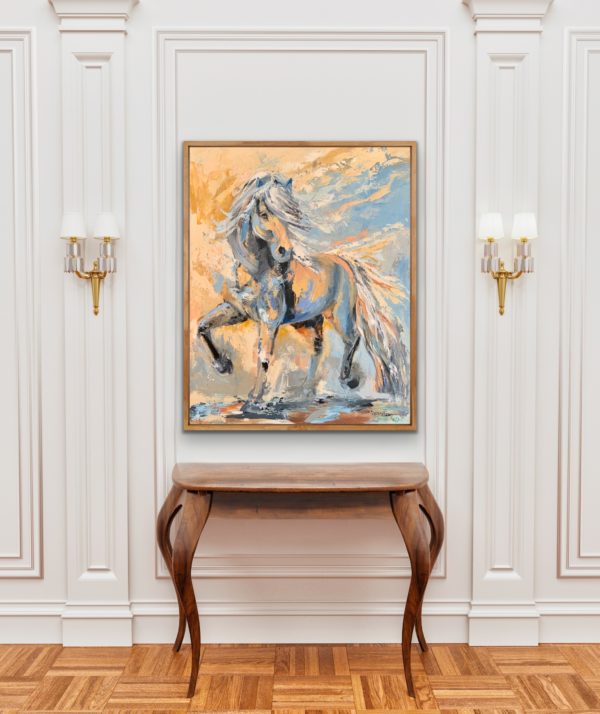 Ljósálfur | abstract painting of an Icelandic horse by Bertha Kvaran