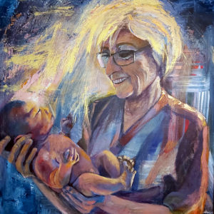 The Midwife Anna Ljósa | abstract portrait painting by Bertha Kvaran