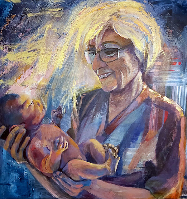 The Midwife Anna Ljósa | abstract portrait painting by Bertha Kvaran