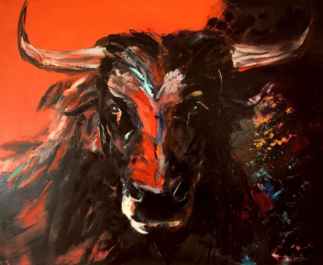 The Bull | Abstract painting by Bertha Kvaran