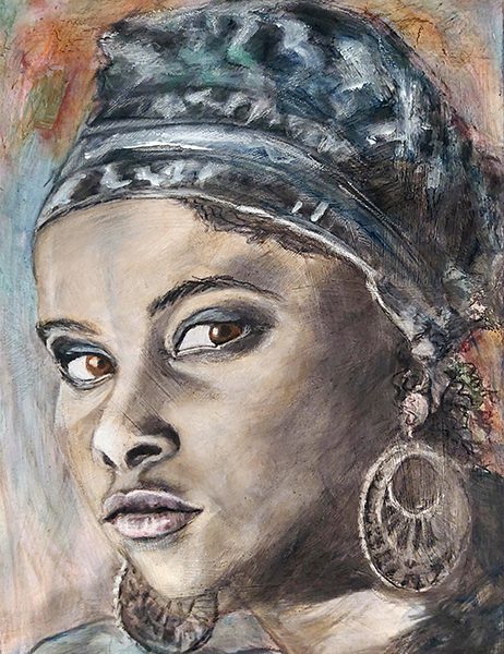 Brazilian Beauty | Mixed Media portrait by Bertha Kvaran