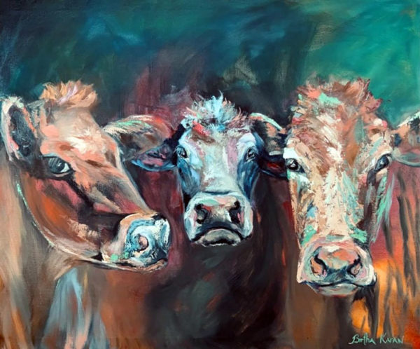 Come on Eileen | oil painting of cows by Bertha Kvaran