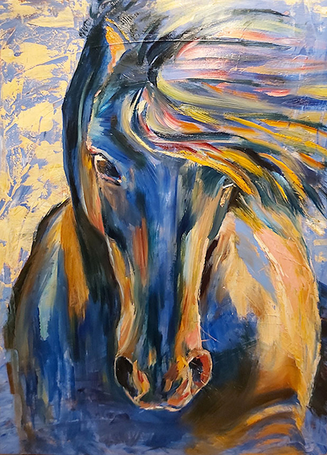 Bold-colored horse | abstract painting by Bertha Kvaran