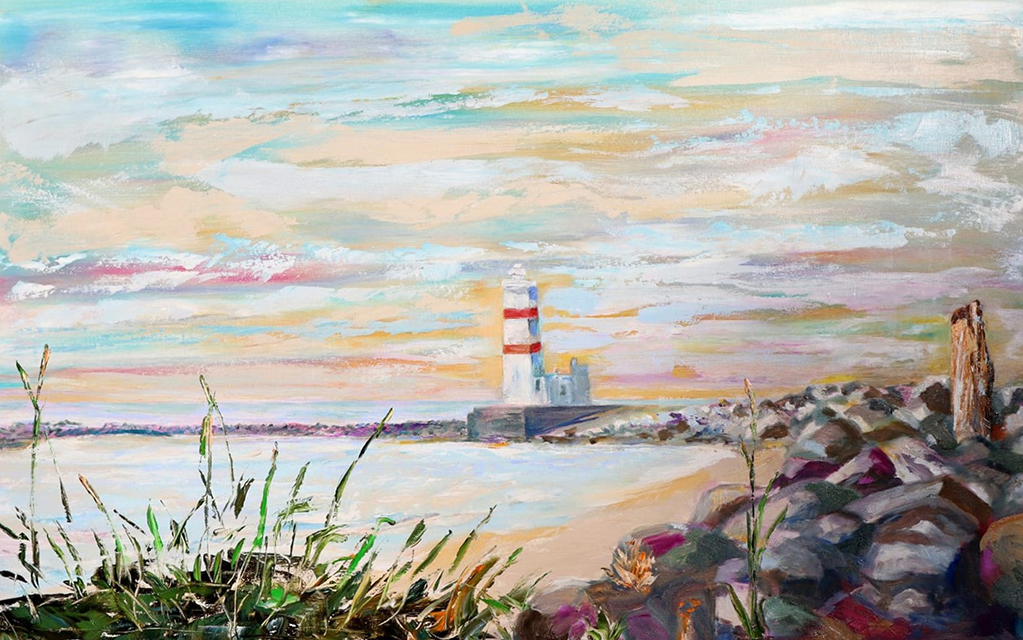 Garðskagaviti lighthouse | oil painting by Bertha Kvaran