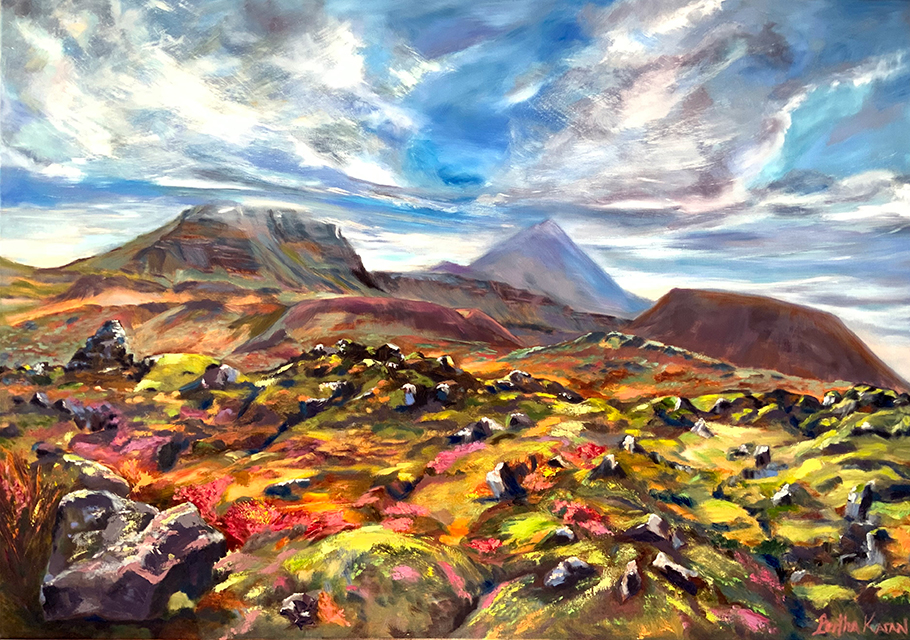 Grábrók Crater | Icelandic landscape painting by Bertha Kvaran