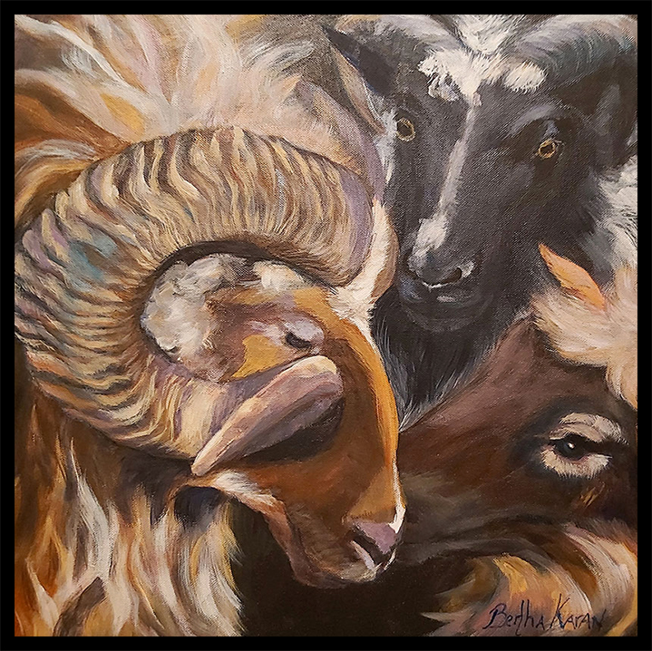 Ram and sheep | Acrylic painting by Bertha Kvaran