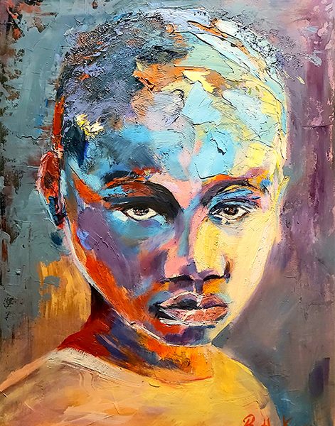 My Kenyan girl | abstract portrait painting by Bertha Kvaran