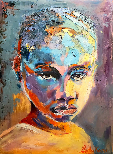 My Kenyan girl | abstract portrait painting by Bertha Kvaran