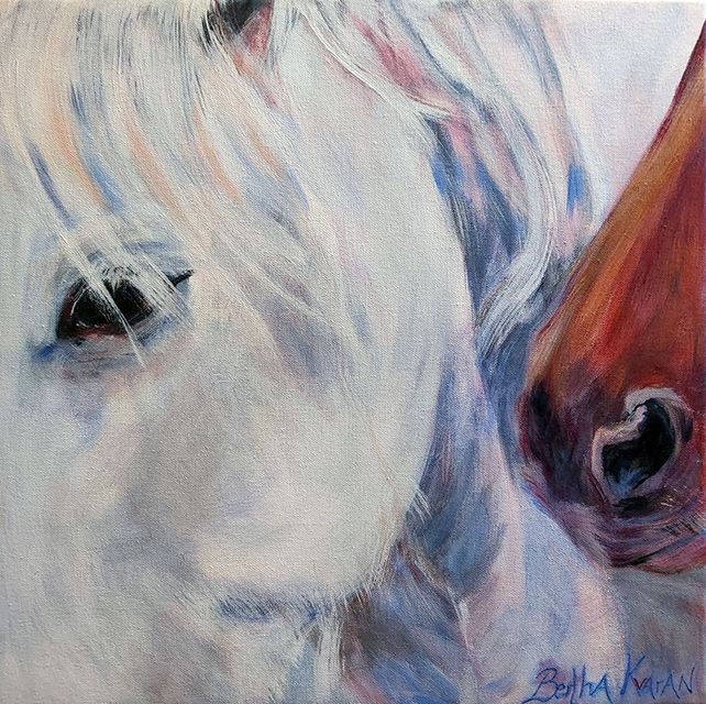 Horses' friendship | Acrylic painting by Bertha Kvaran
