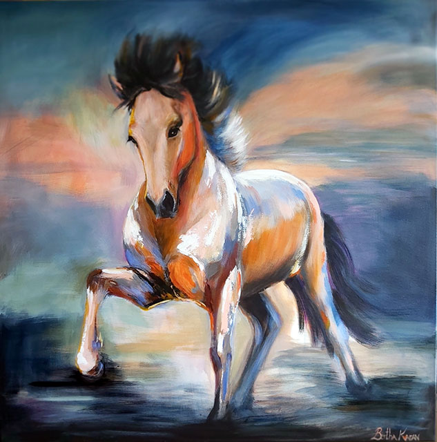 Spænir | abstract painting of an Icelandic horse by Bertha Kvaran