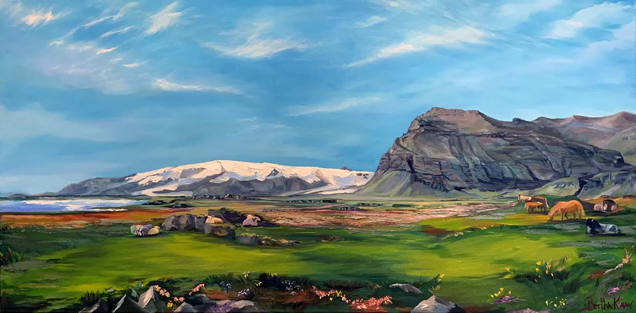 Öræfajökull glacier | oil painting by Bertha Kvaran
