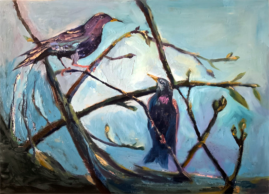Starlings | oil painting by Bertha Kvaran