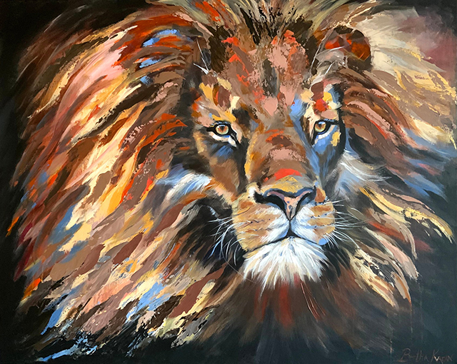Leo | Abstract lion painting by Bertha Kvaran