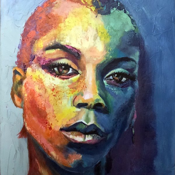 RuPaul abstract portrait painting by Bertha Kvaran