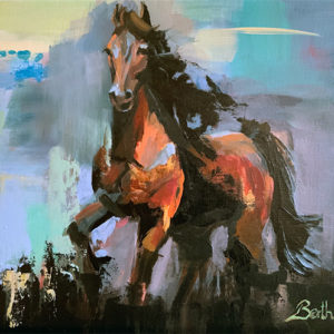Proud Mary | Abstract horse painting by Bertha Kvaran