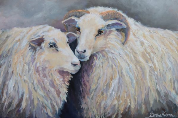 Knitted Together Forever | Painting of Icelandic Sheep by Bertha Kvaran
