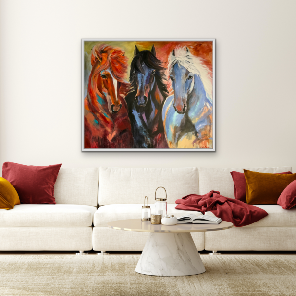 The Three Of Us | abstract painting of three Icelandic horses