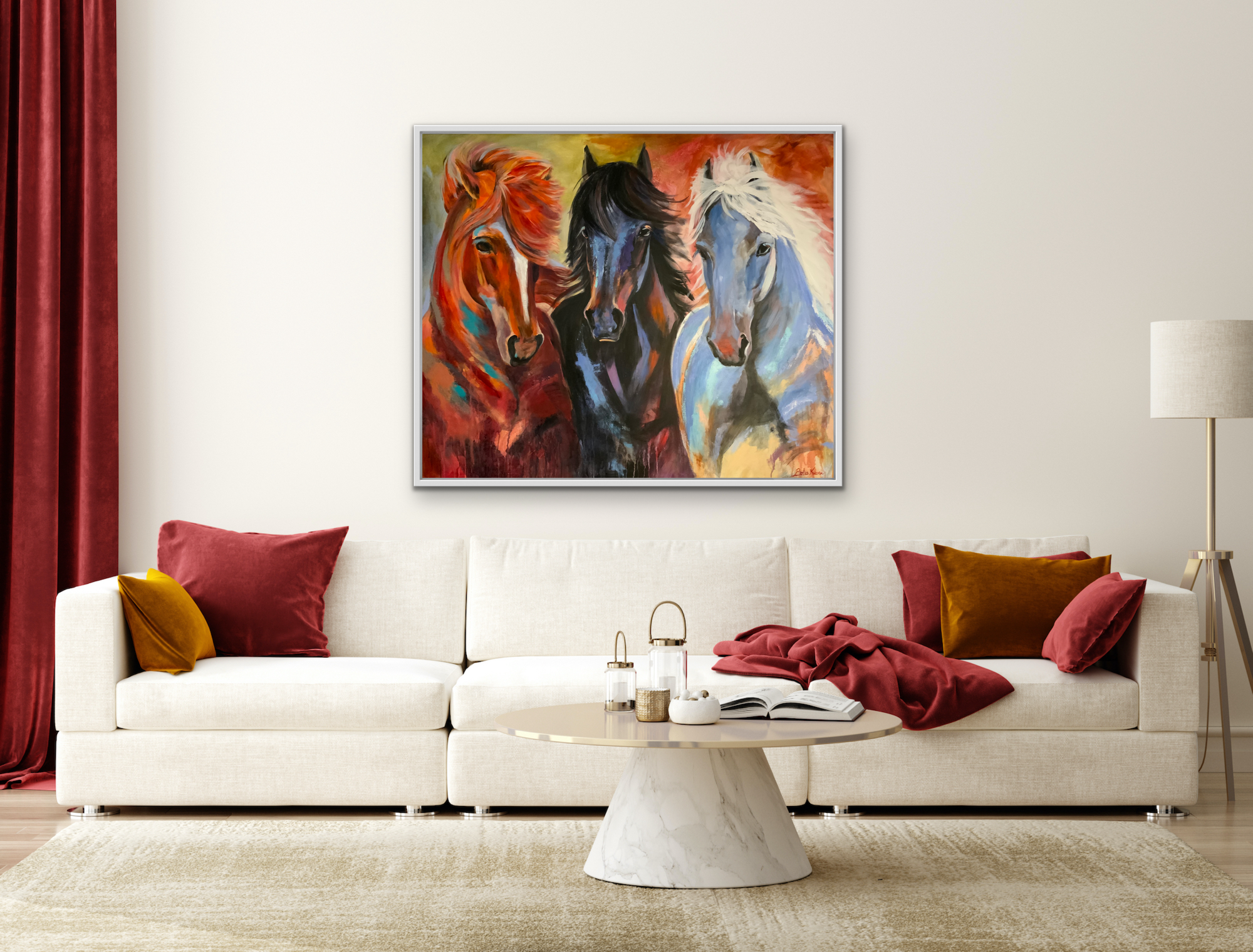 The Three Of Us | abstract painting of three Icelandic horses