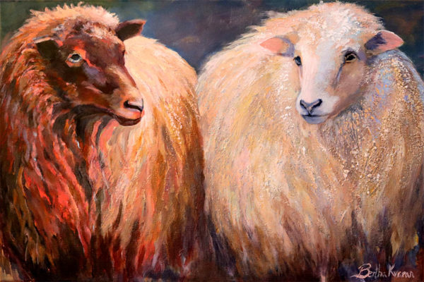 Móra and Mjöll | painting of Icelandic sheep by Bertha Kvaran