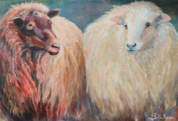 Móra and Mjöll | Painting of two Icelandic Sheep by Bertha Kvaran