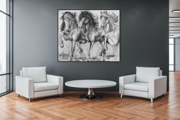 Powerful charcoal painting of 3
