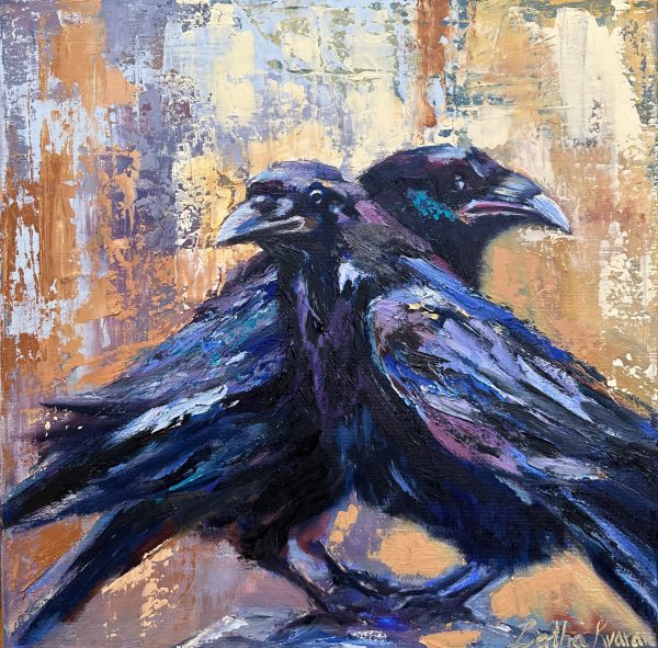 Plotting, small oil painting by Bertha Kvaran ART