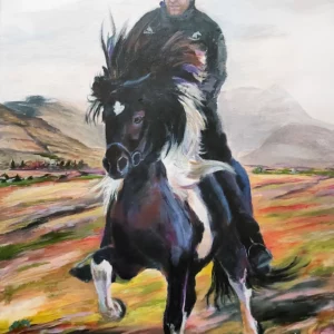 Leynir frá Fremra-Hálsi, a painting of an Icelandic horse by Bertha Kvaran
