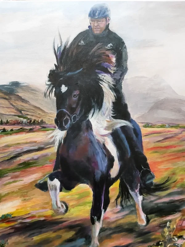Leynir frá Fremra-Hálsi, a painting of an Icelandic horse by Bertha Kvaran