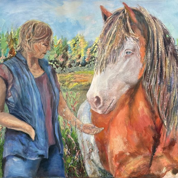 Jana and Hljómur, oil painting by Bertha Kvaran