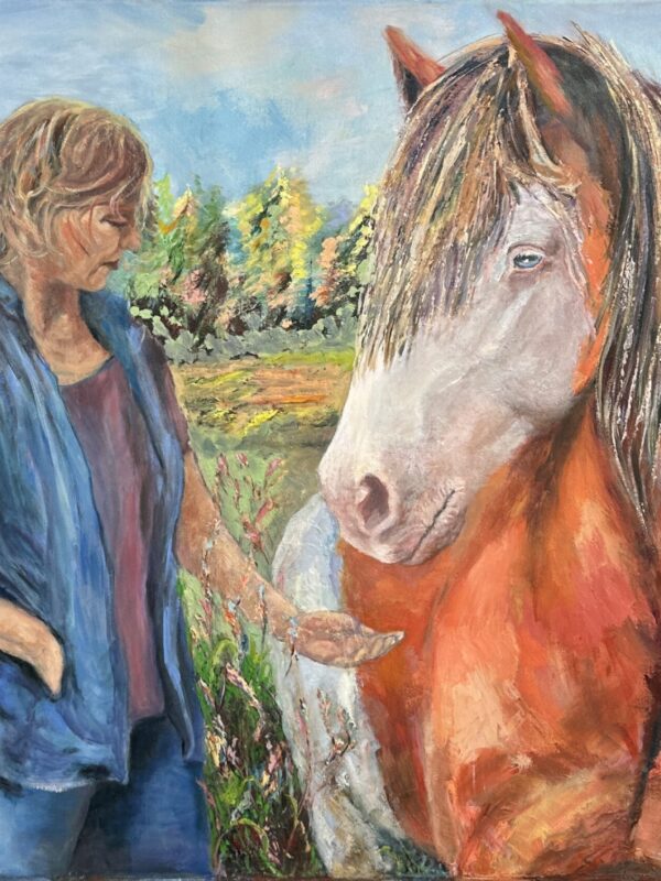 Jana and Hljómur, oil painting by Bertha Kvaran