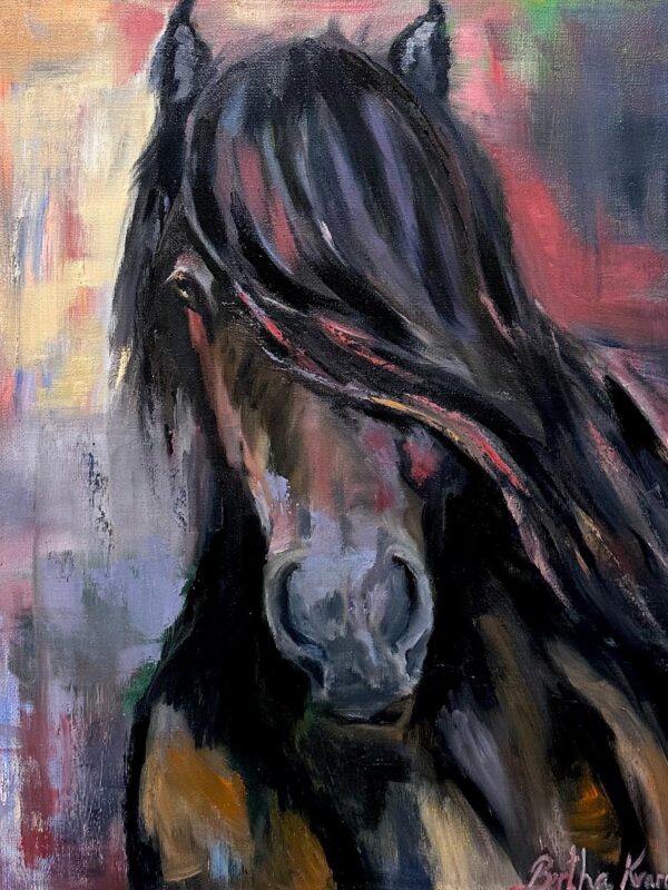 Gnægð frá Búðardal | Oil painting by Bertha Kvaran