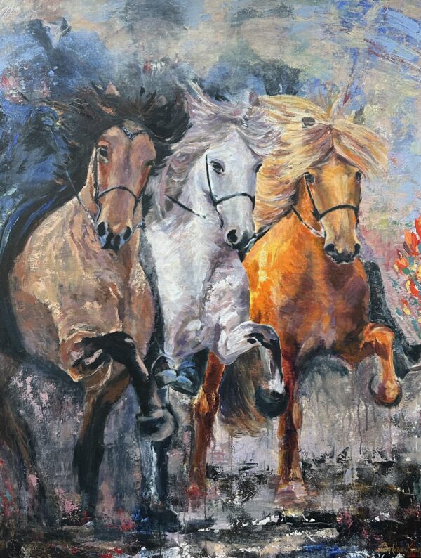We are the champions, painting of three icelandic horses