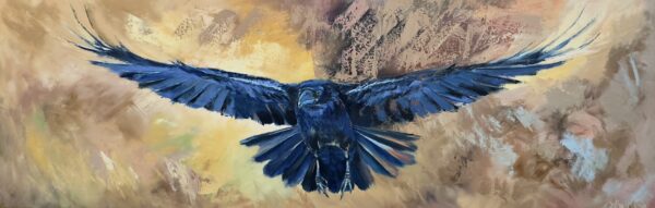 Hrefna, an Icelandic Raven oil painting by Bertha Kvaran