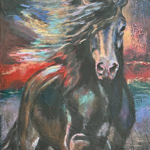 Simply the Best, abstract painting of an Icelandic horse by Bertha Kvaran