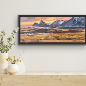Sunset in East Iceland, painting by Bertha Kvaran ART