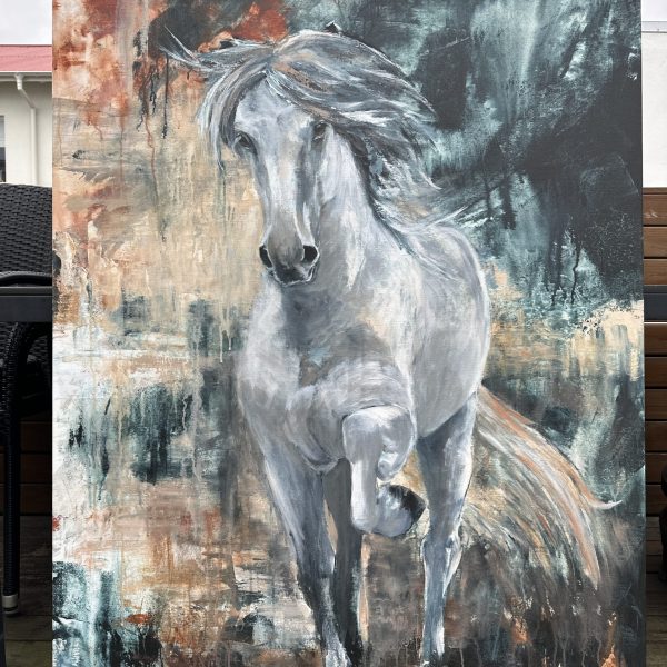 A White Horse, a large painting by Bertha Kvaran