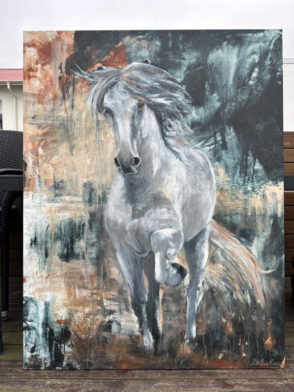 A White Horse, a large painting by Bertha Kvaran