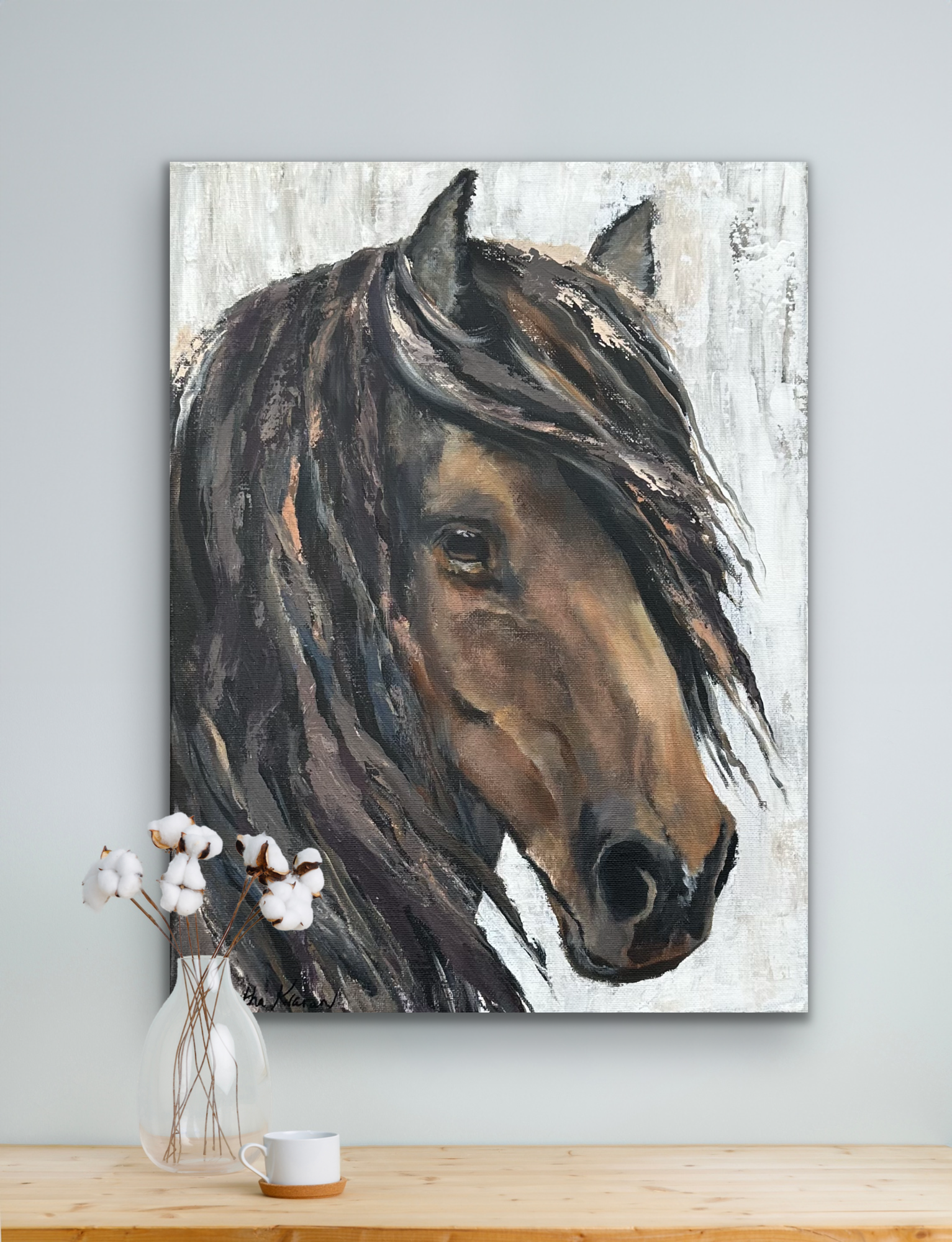 Flóki, a portrait of an Icelandic horse by Bertha Kvaran ART